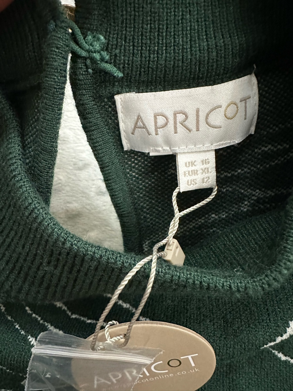 Apricot Dark Green Floral Sweater Dress (XL) - Picture 6 of 10